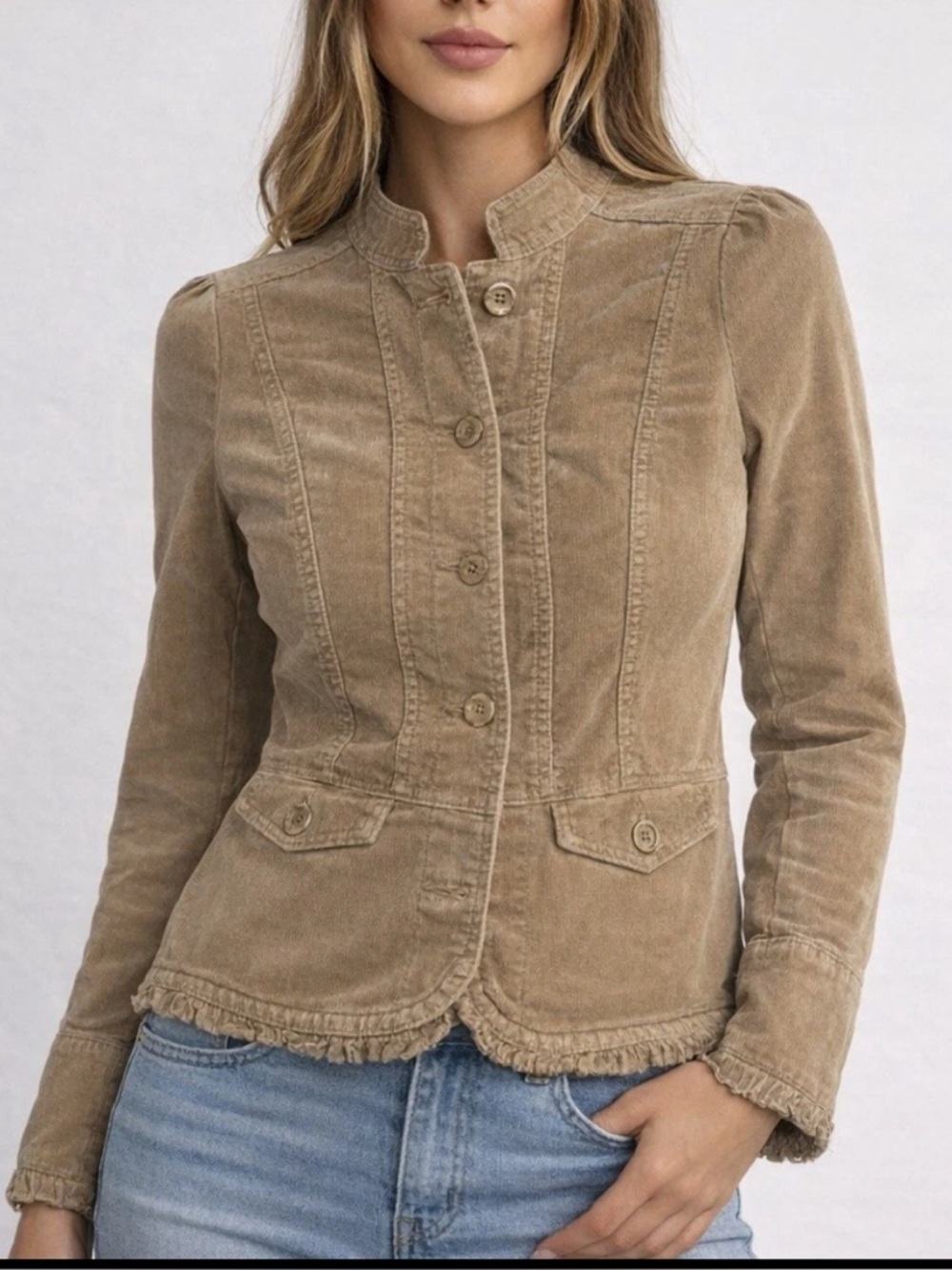 St. John's Bay VTG Beige/Tan Corduroy 90s Y2K Jacket Blazer Sz Small  Button Up